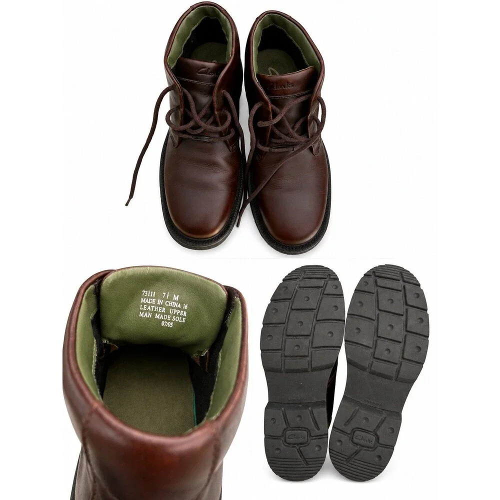 Clarks Men’s Brown Leather Chukka Boots Size 7.5 M Comfort Ankle Boots 73111